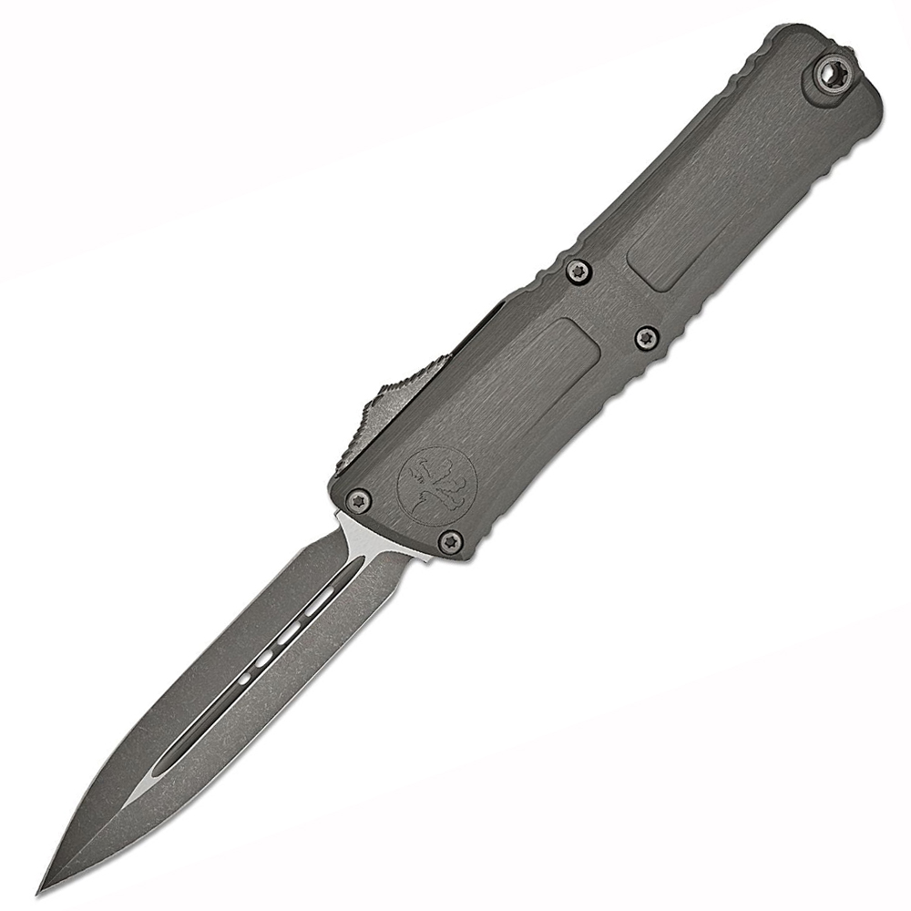Microtech Combat Troodon Gen III AUTO OTF M390MK Apocalyptic Double Edge Dagger Natural Clear Deep Engraved Aluminum Handles 1142-10APNC 1