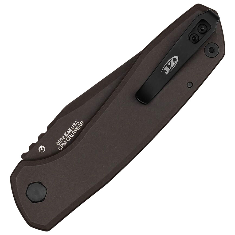 Zero Tolerance 0512 AUTO CPM-CruWear Dark Bronze Cerakote Natural Canvas Micarta and Titanium Handles 4