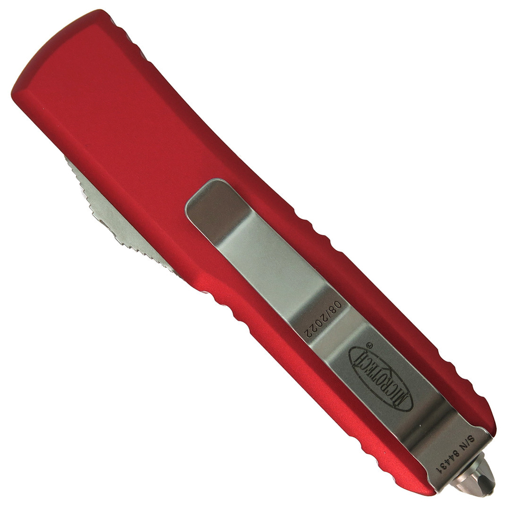 Microtech UTX-85 AUTO OTF Stonewashed Double Edge Red Aluminum Handles 232-10RD 3