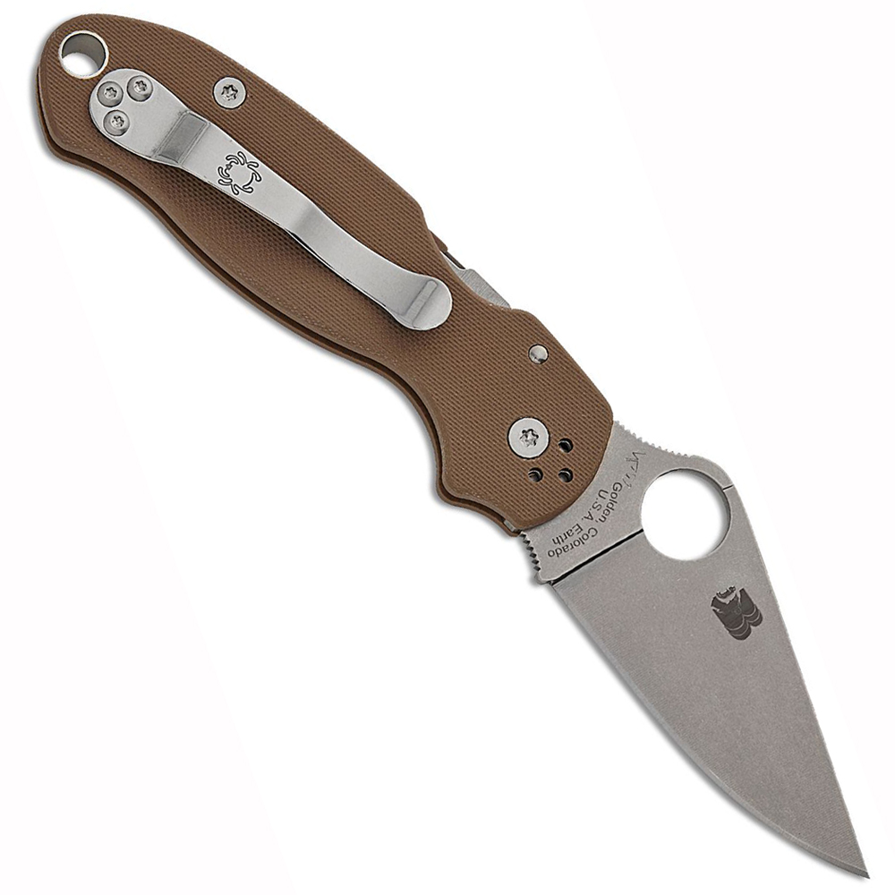 Spyderco Para 3 Sprint Run Compression Lock CPM-15V Stonewashed Plain Blade, Brown G10 Handles C223GPBN15V 2