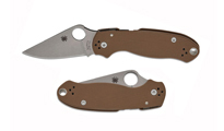 Spyderco Para 3 Sprint Run Compression Lock CPM-15V Stonewashed Plain Blade, Brown G10 Handles C223GPBN15V