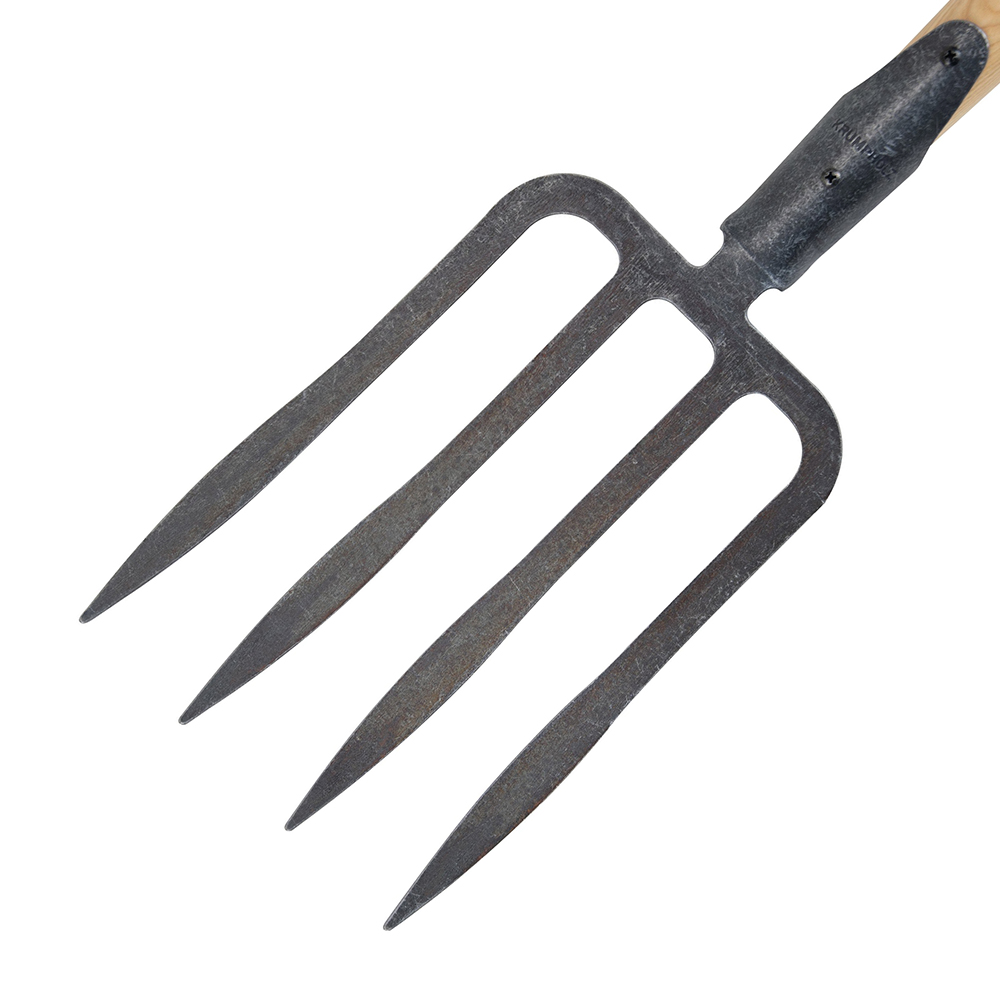 Forged Krumpholz Fork with spring socket, 4 bayonet tines and ash T-handle 2