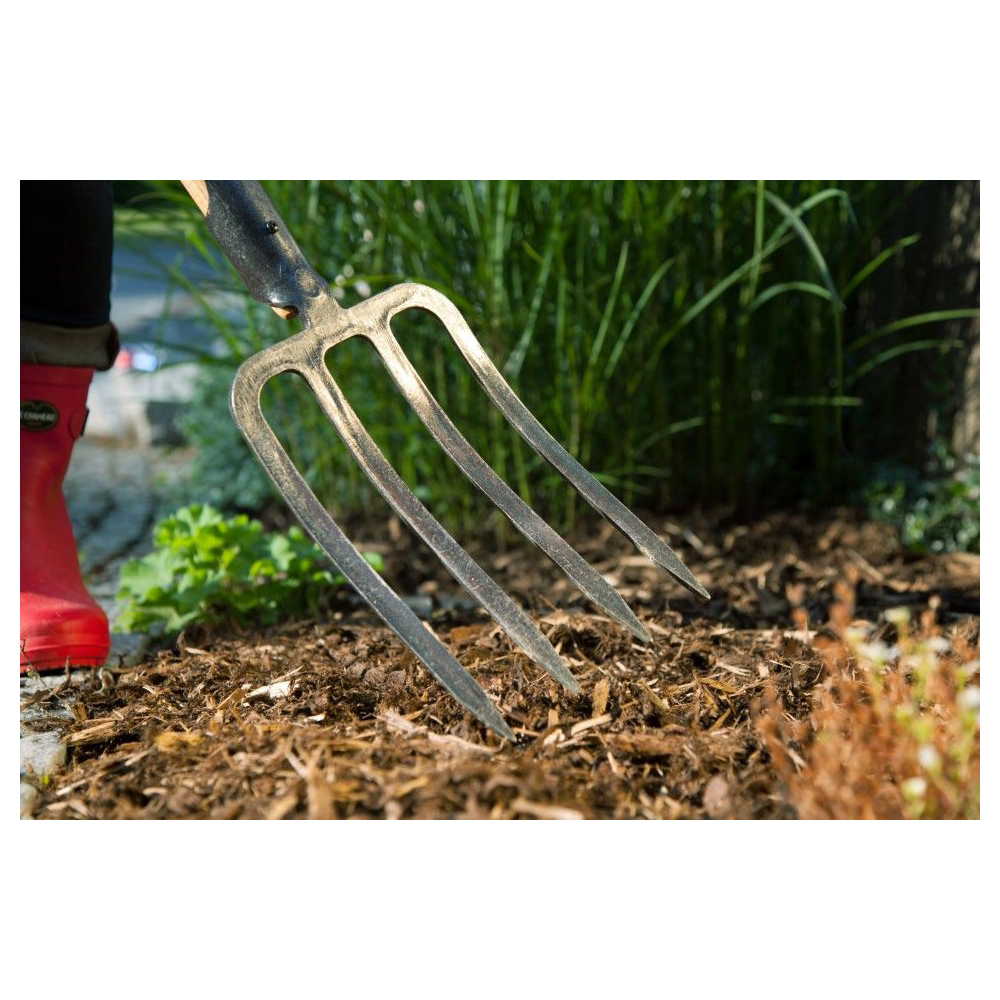 Forged Krumpholz Fork with spring socket, 4 bayonet tines and ash T-handle 3