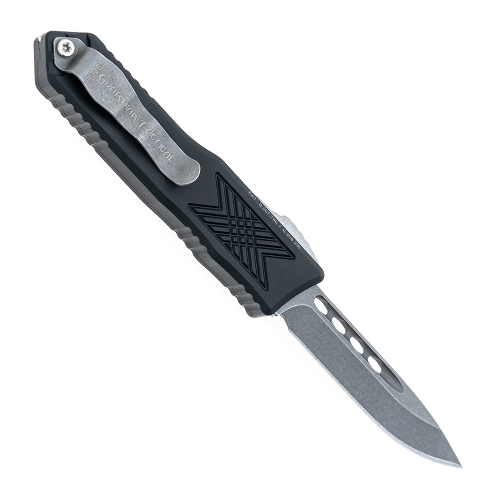 Guardian Tactical GTX-025 OTF Elmax Stonewashed Drop Point Black Aluminum 12-3511 2