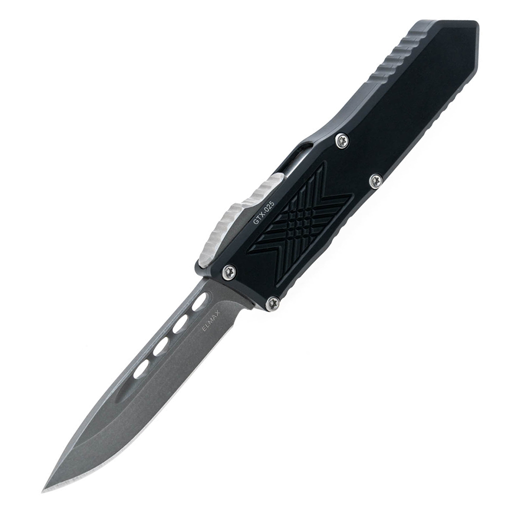 Guardian Tactical GTX-025 OTF Elmax Stonewashed Drop Point Black Aluminum 12-3511 1