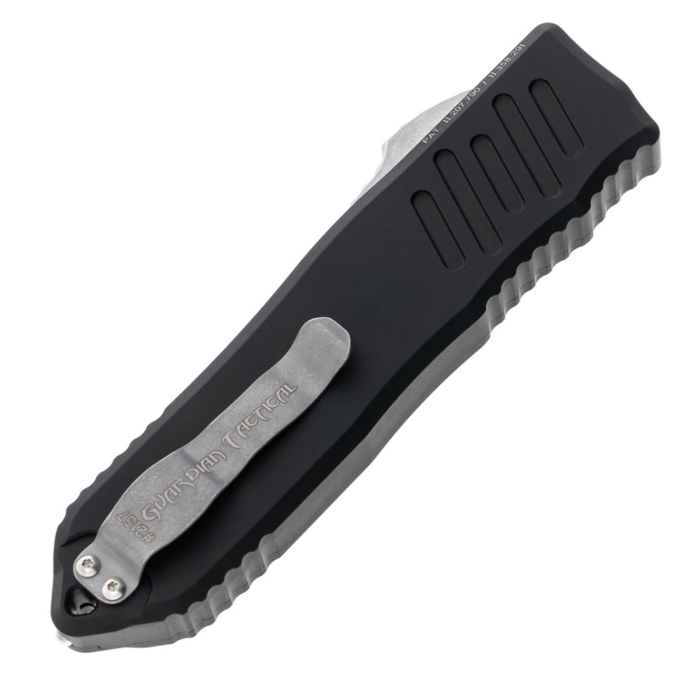 Guardian Tactical Auto Recon 040 Elmax Drop Point Partially Serrated Dark Stonewashed Black Aluminum 11-3512 5