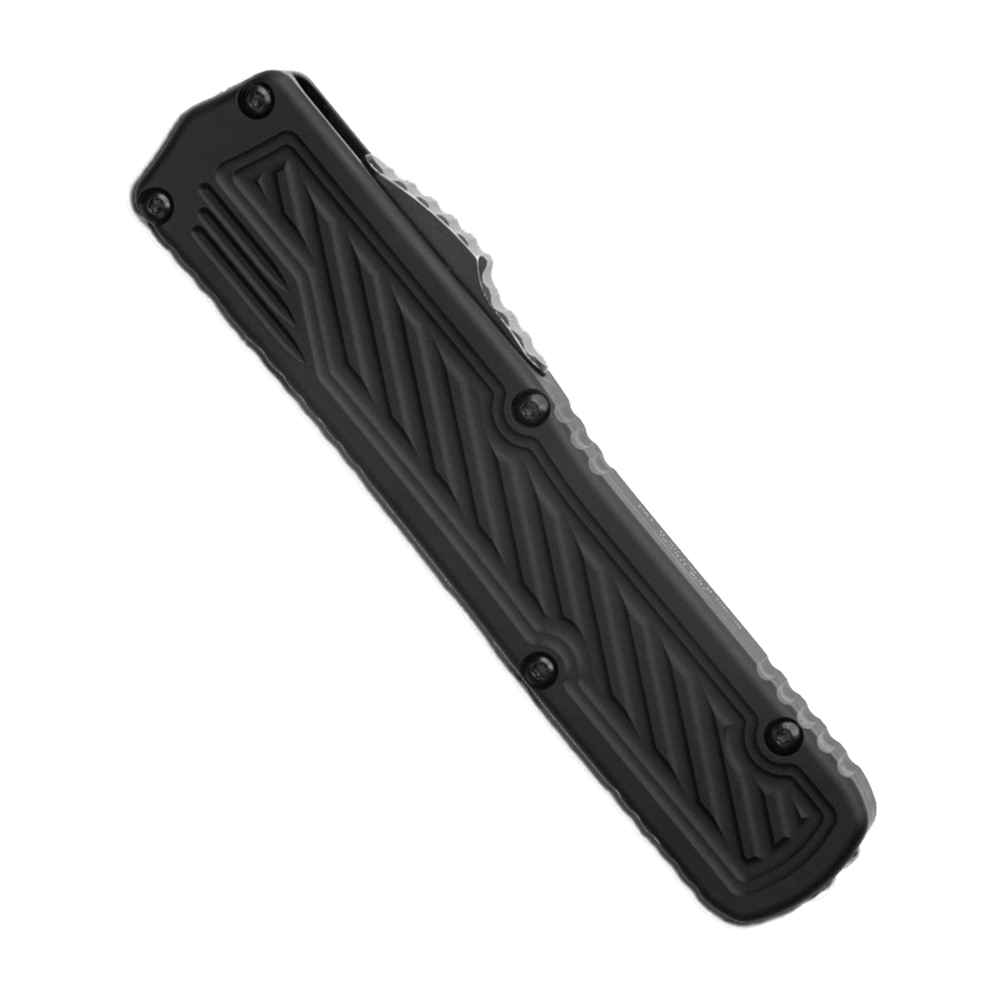 Guardian Tactical Scout Auto OTF Elmax Black Partially Serrated Clip Point Black Sculpted Aluminum 14-3112 2