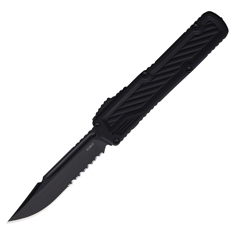Guardian Tactical Scout Auto OTF Elmax Black Partially Serrated Clip Point Black Sculpted Aluminum 14-3112 1