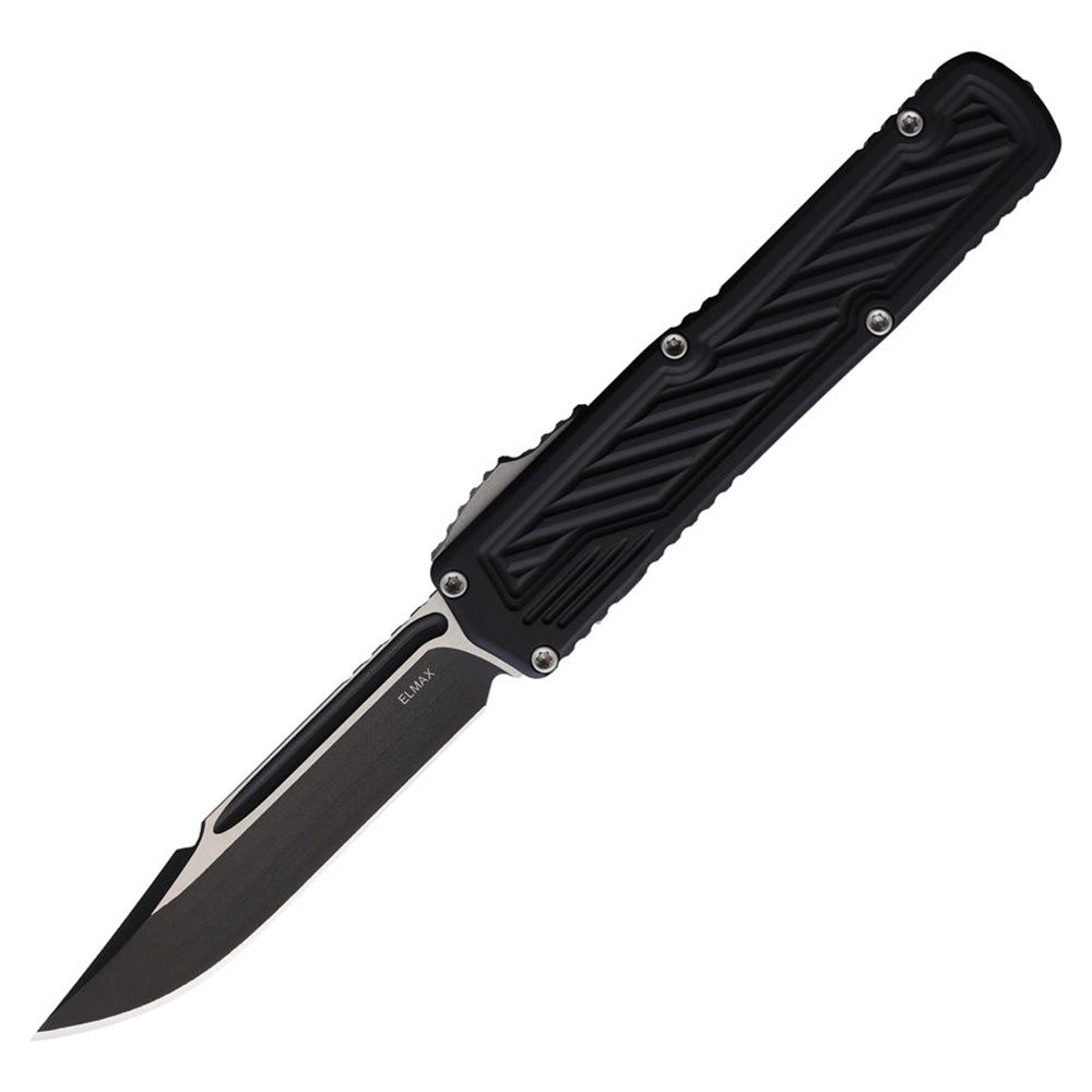 Guardian Tactical Scout Auto OTF Elmax Two-Tone Clip Point Black Sculpted Aluminum 14-3211 1