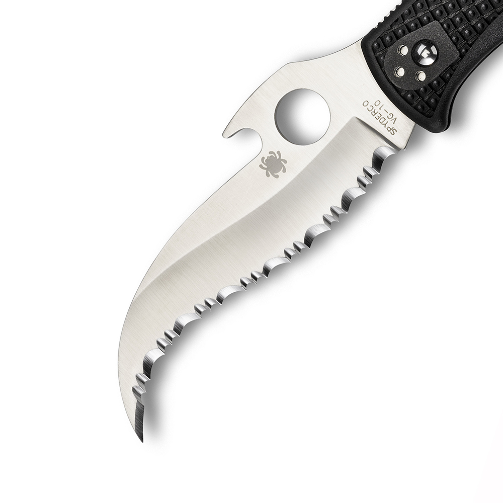 Spyderco Matriarch 2 Lightweight Emerson Opener VG10 Serrated Satin with Wave Black FRN C12SBK2W 2