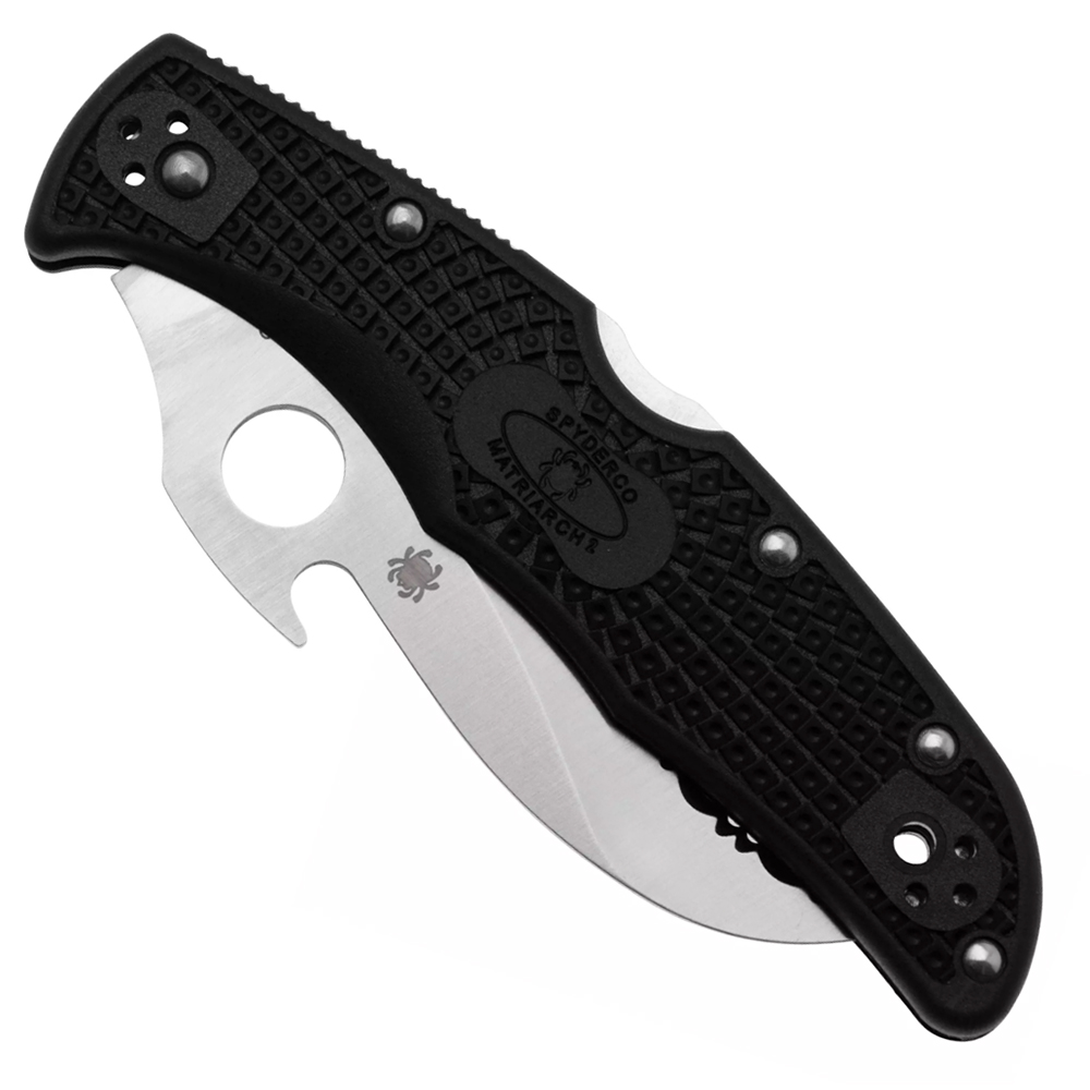 Spyderco Matriarch 2 Lightweight Emerson Opener VG10 Serrated Satin with Wave Black FRN C12SBK2W 5