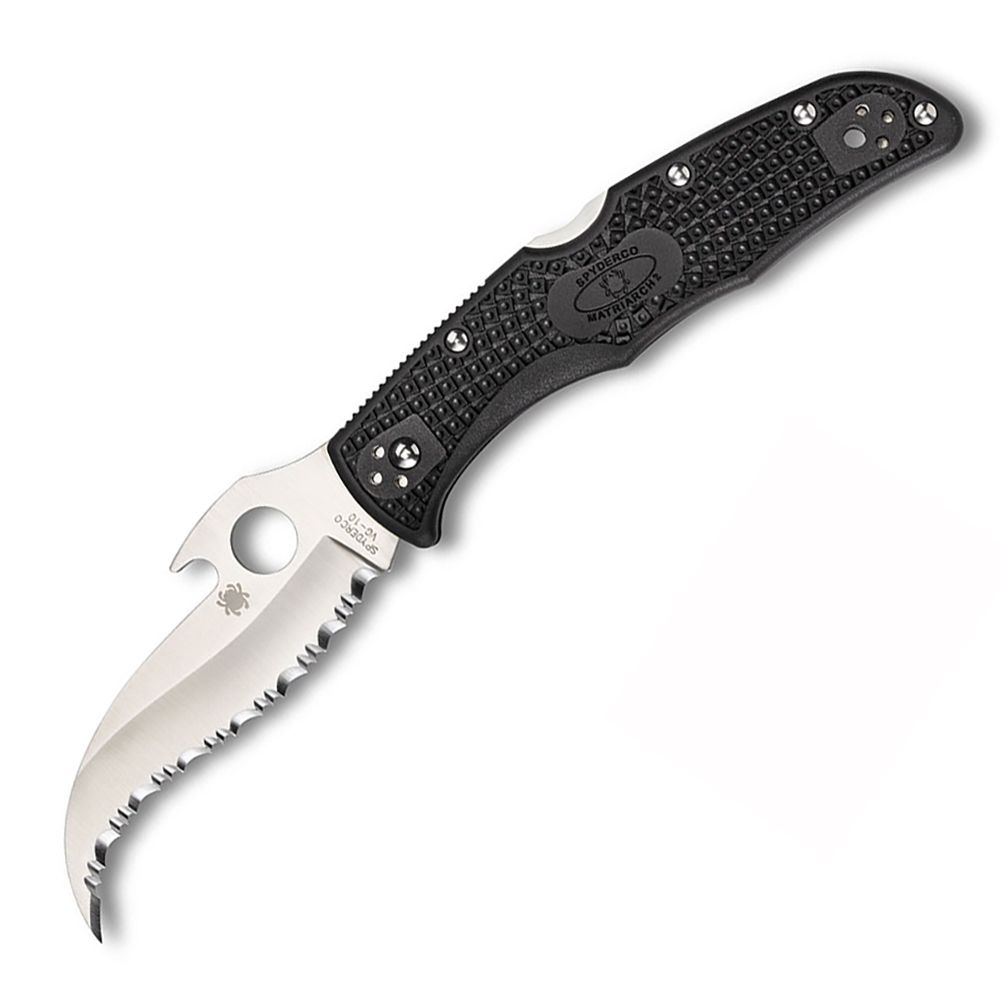 Spyderco Matriarch 2 Lightweight Emerson Opener VG10 Serrated Satin with Wave Black FRN C12SBK2W 1