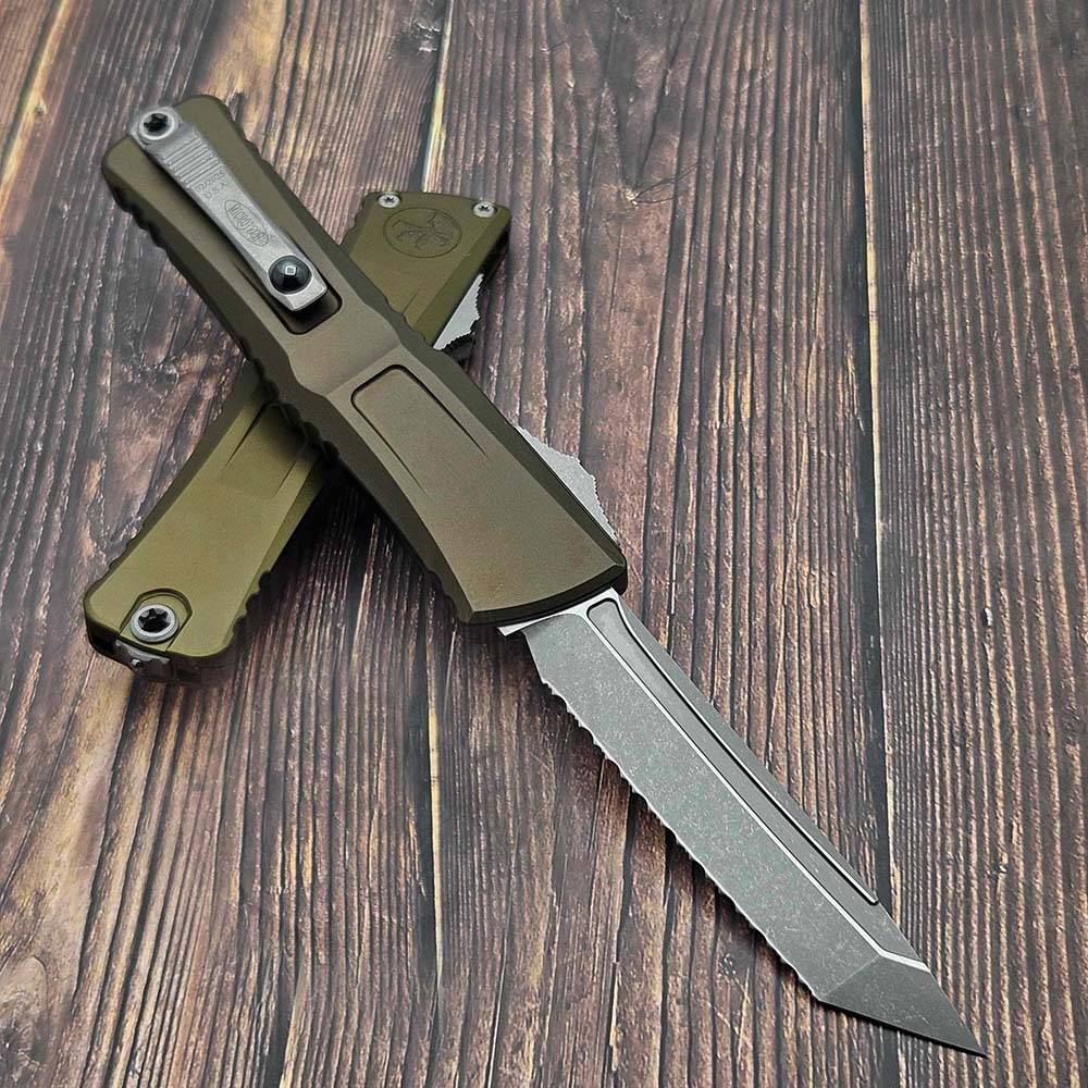 Microtech Combat Troodon Gen III AUTO OTF M390 Serrated Tanto Apocalyptic OD Green Aluminum Handles 1144-12APOD 3