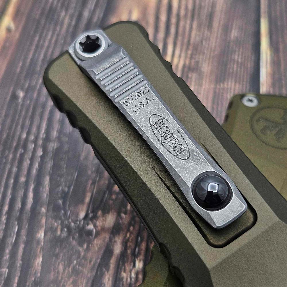 Microtech Combat Troodon Gen III AUTO OTF M390 Serrated Tanto Apocalyptic OD Green Aluminum Handles 1144-12APOD 5