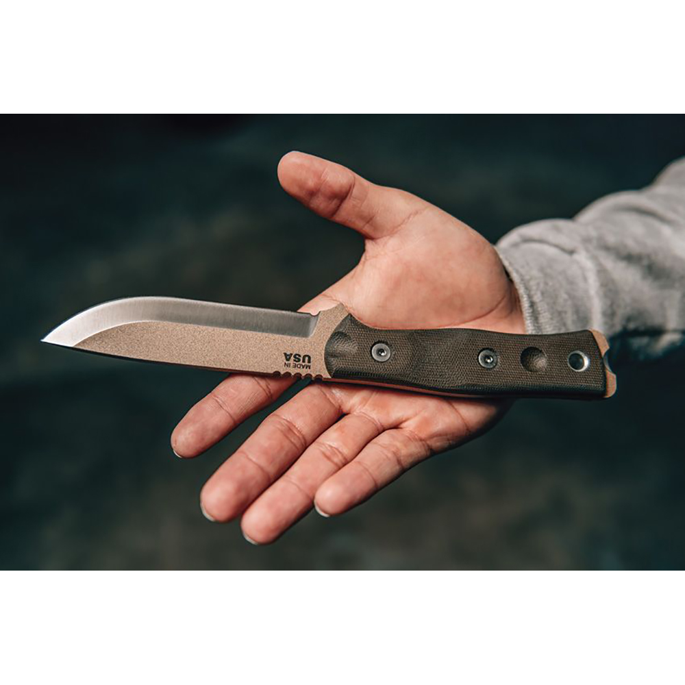 TOPS Fieldcraft BOB Brothers of Bushcraft Hunter 1095 Tan Blade OD Green Micarta Handles BROS-TAN 4
