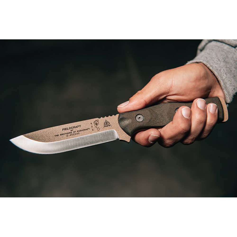 TOPS Fieldcraft BOB Brothers of Bushcraft Hunter 1095 Tan Blade OD Green Micarta Handles BROS-TAN 6
