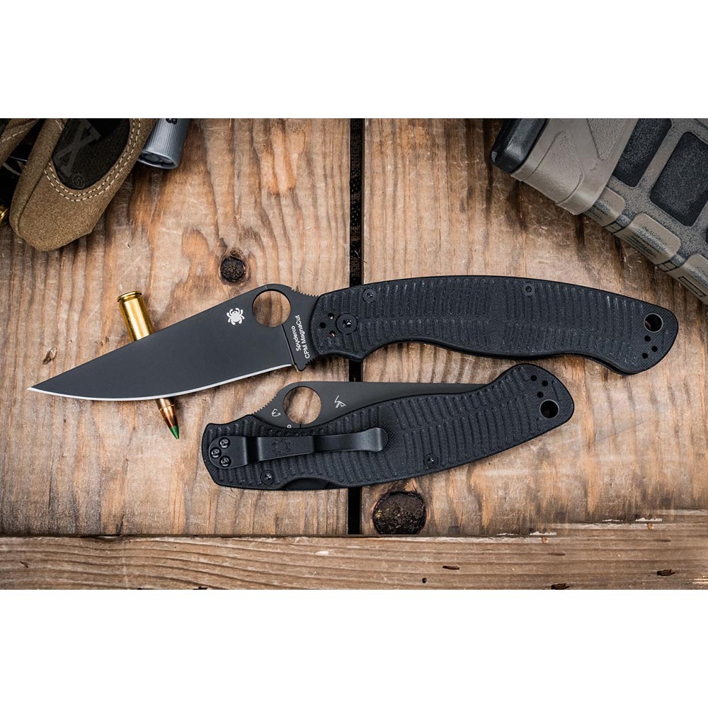 Spyderco Military 2 Salt Compression Lock CPM-MagnaCut Black DLC Plain Black G10 C36GMCBKP2 3