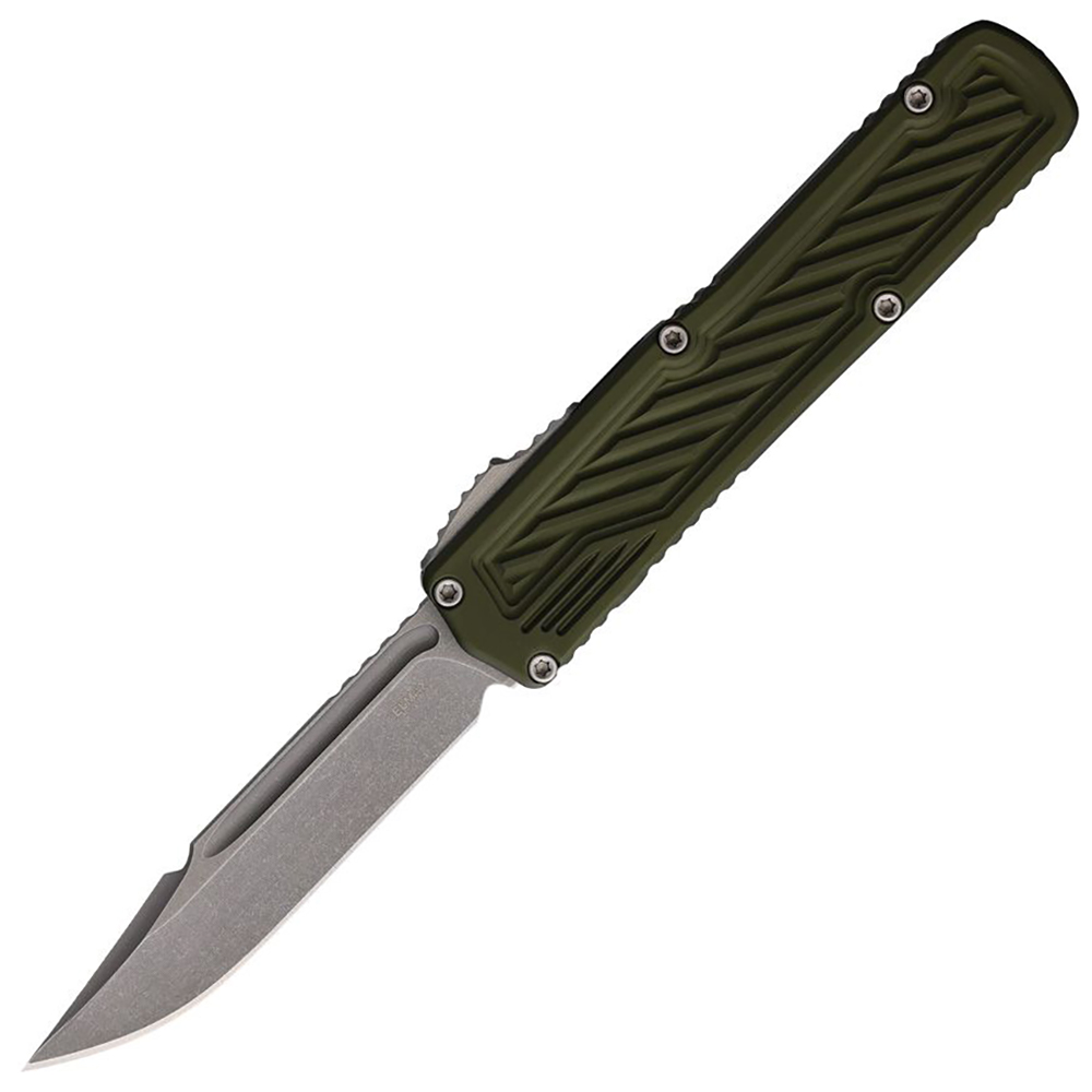Guardian Tactical Scout Auto OTF Elmax Stonewashed Plain Clip Point Black Sculpted Aluminum OD Green 14-8511 1