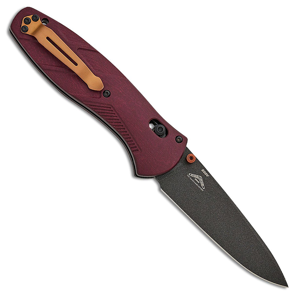 Benchmade 581BK-04 Barrage AXIS Assisted S30V Black Drop Point Blade Redstone Richlite Handles 2