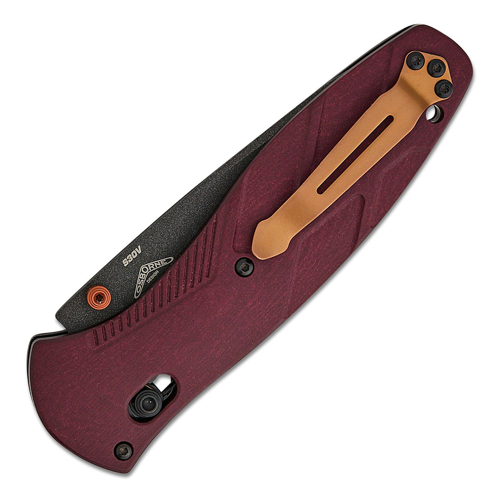 Benchmade 581BK-04 Barrage AXIS Assisted S30V Black Drop Point Blade Redstone Richlite Handles 4