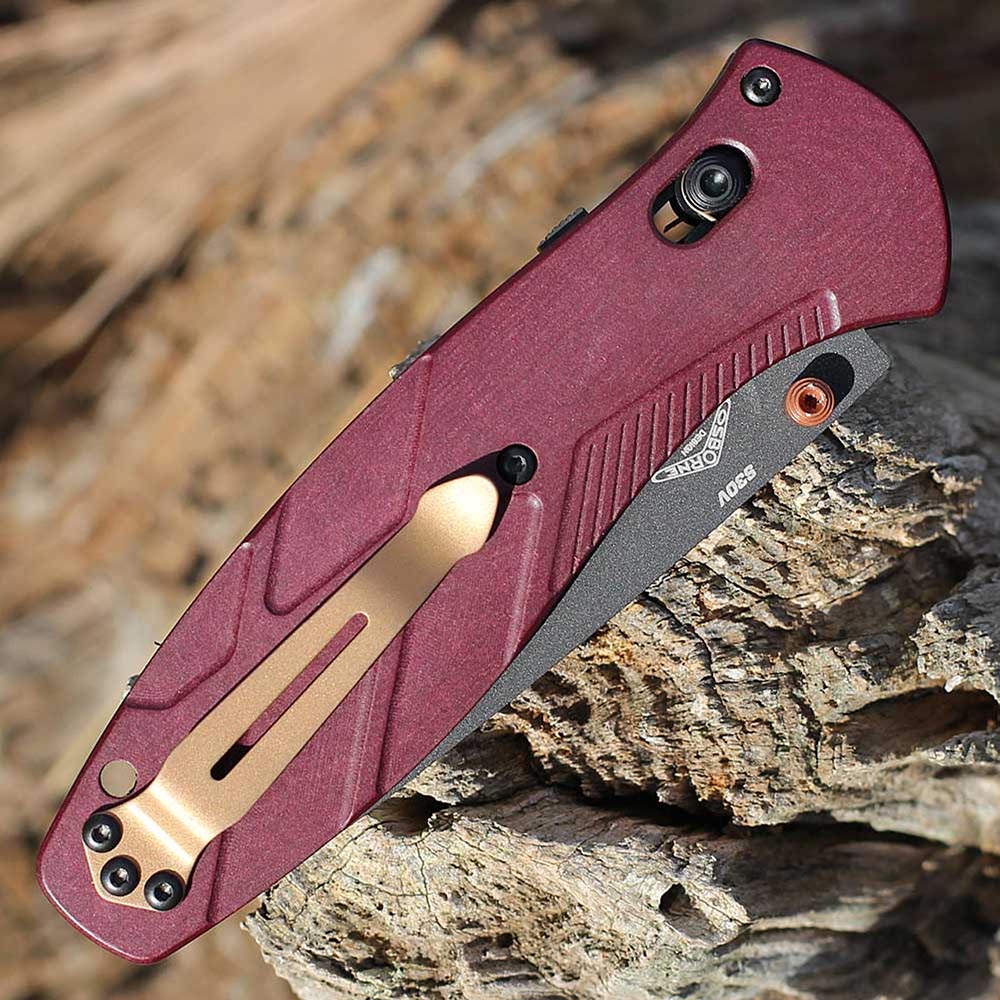 Benchmade 581BK-04 Barrage AXIS Assisted S30V Black Drop Point Blade Redstone Richlite Handles 9