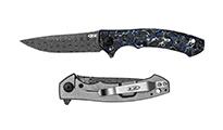 Zero Tolerance 0450MMC VF Stainless Damascus Blade Blue/White Multi Marbled Carbon Fiber and Titanium