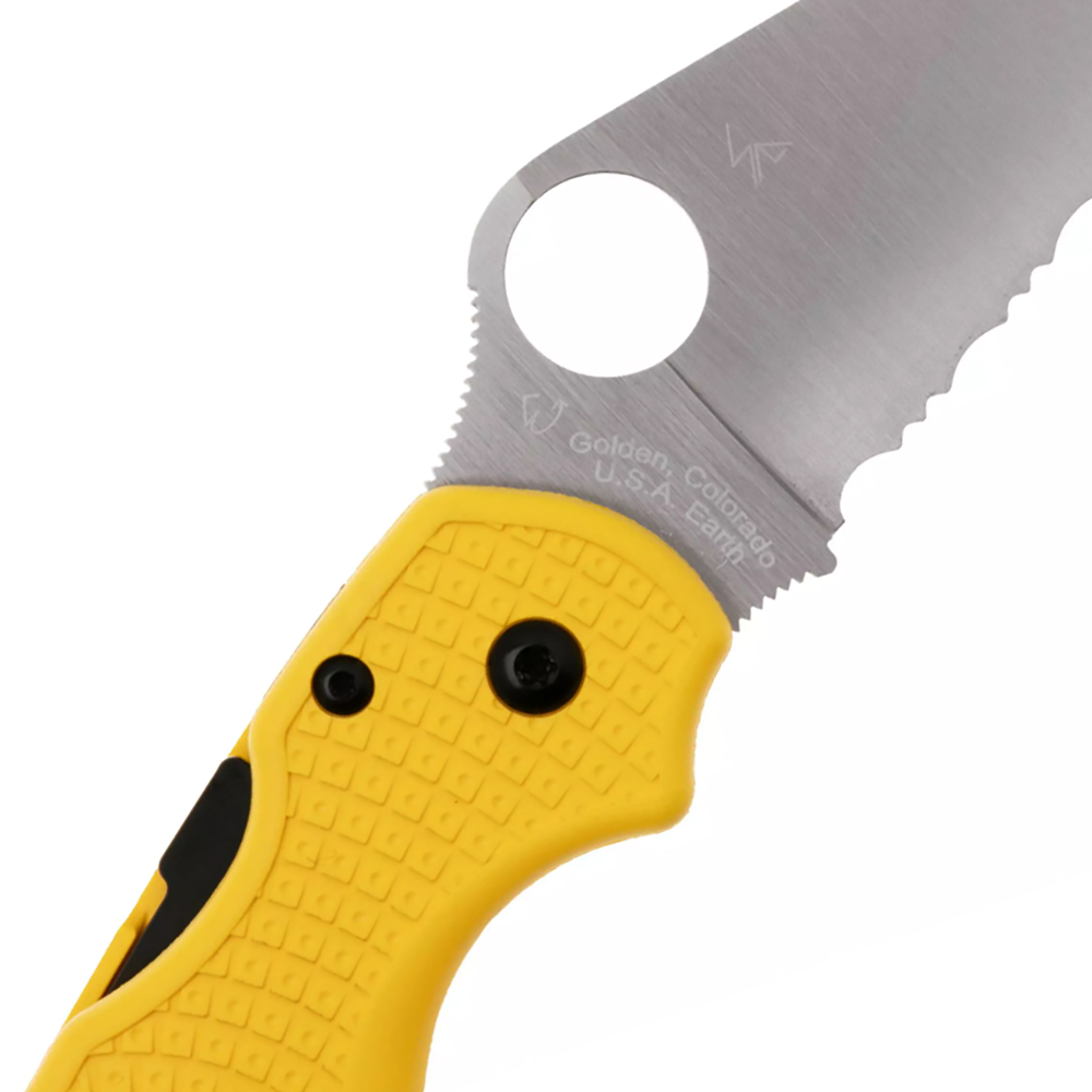 Spyderco Para 3 Salt Lightweight CPM-MagnaCut Satin Serrated Yellow FRN C223SYL 6