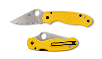Spyderco Para 3 Salt Lightweight CPM-MagnaCut Satin Serrated Yellow FRN C223SYL