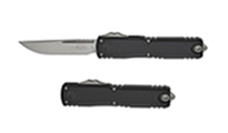 Microtech Ultratech Gen III ZBP Auto OTF Stonewash Plain Drop Point Black Aluminum 1121-10