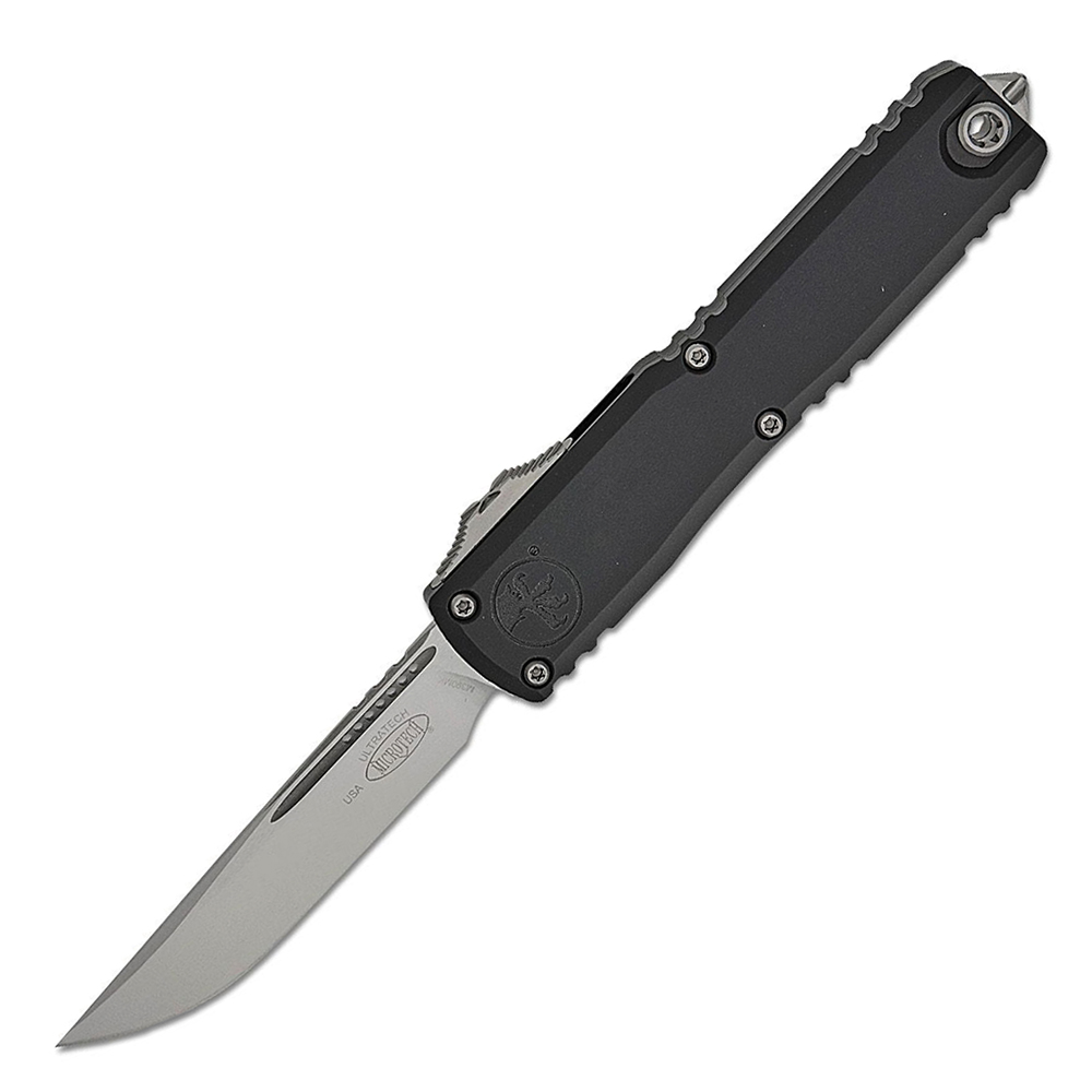 Microtech Ultratech Gen III ZBP Auto OTF Stonewash Plain Drop Point Black Aluminum 1121-10 1