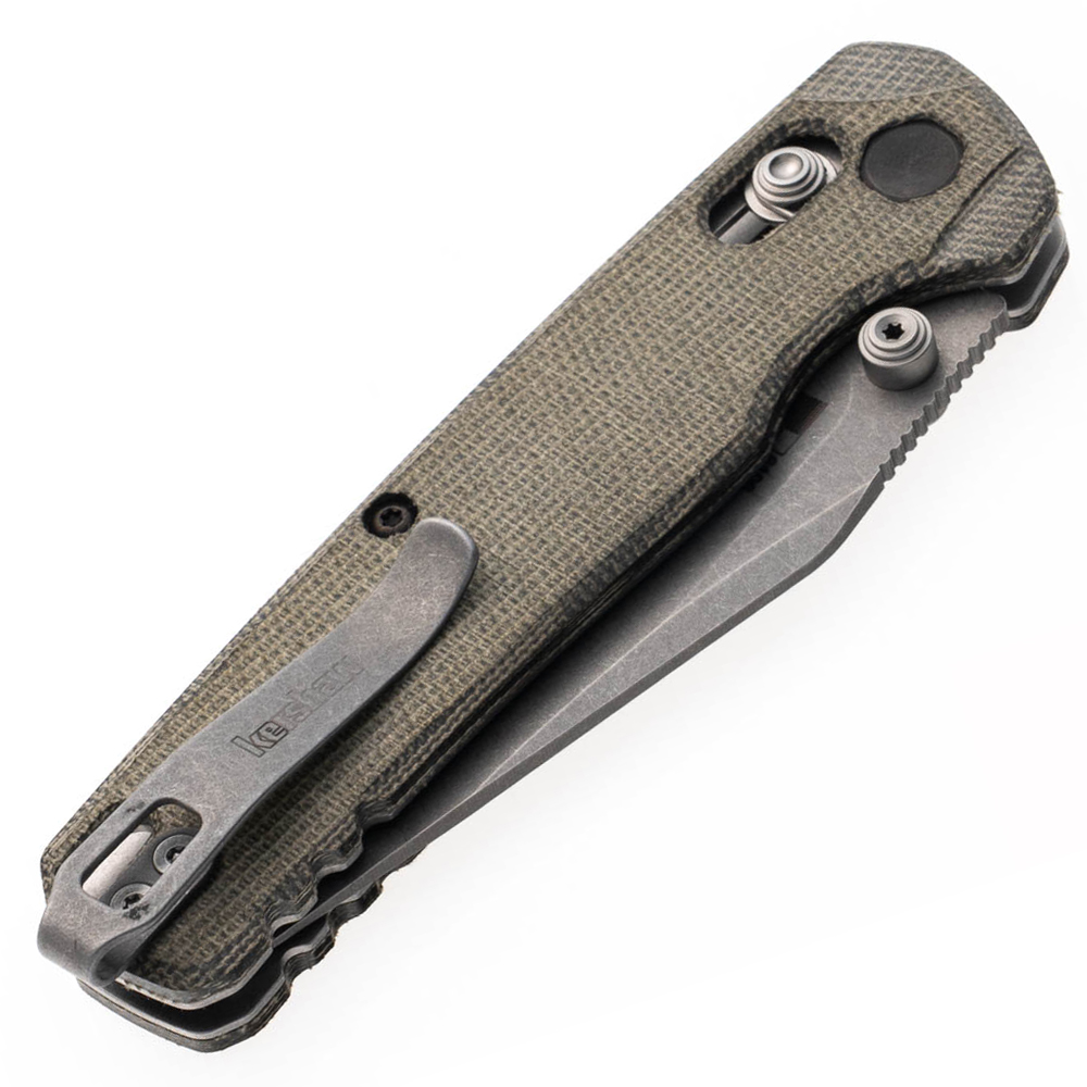 Kershaw 6106 Bel Air DuraLock CPM-MagnaCut Working Stonewashed Clip Point Blade Green Canvas Micarta 4