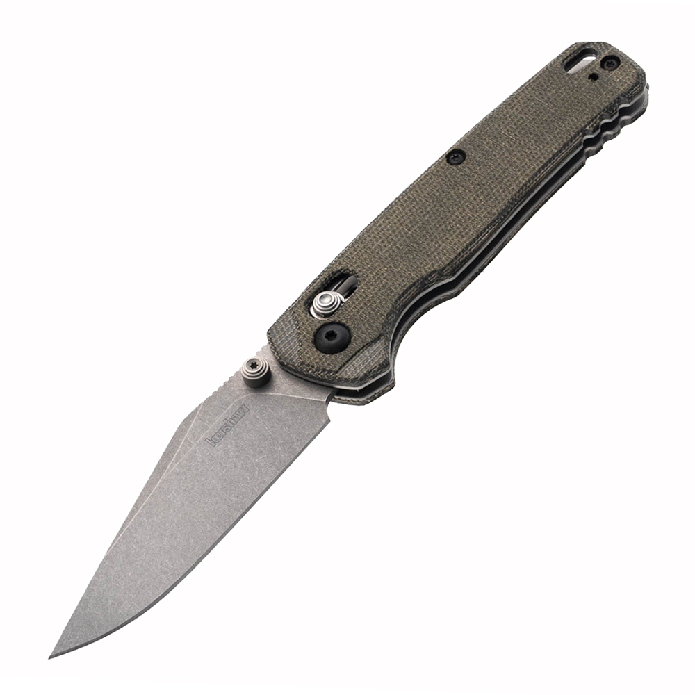 Kershaw 6106 Bel Air DuraLock CPM-MagnaCut Working Stonewashed Clip Point Blade Green Canvas Micarta 1