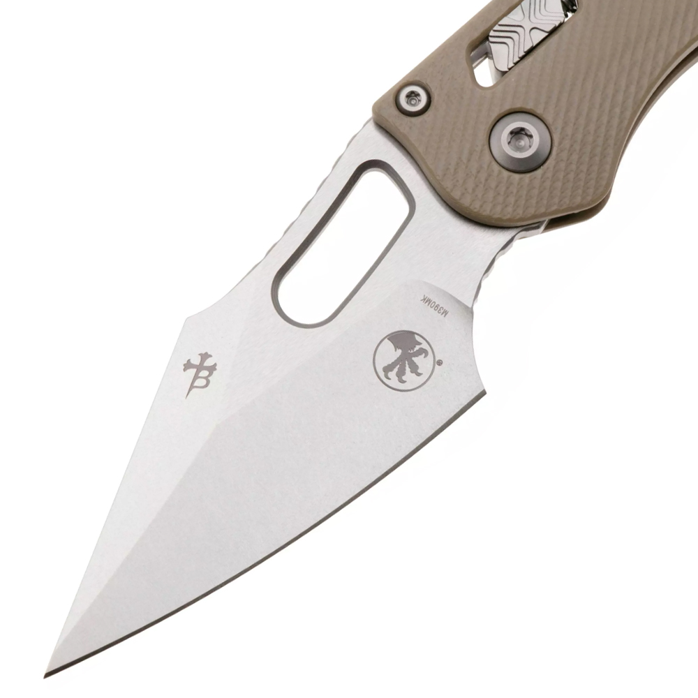 Microtech Stitch RAM-LOK Manual Folding Knife Bohler M390MK Apocalyptic Spear Point Plain Blade Tan Fluted G10 169RL-10APFLGTTA 3