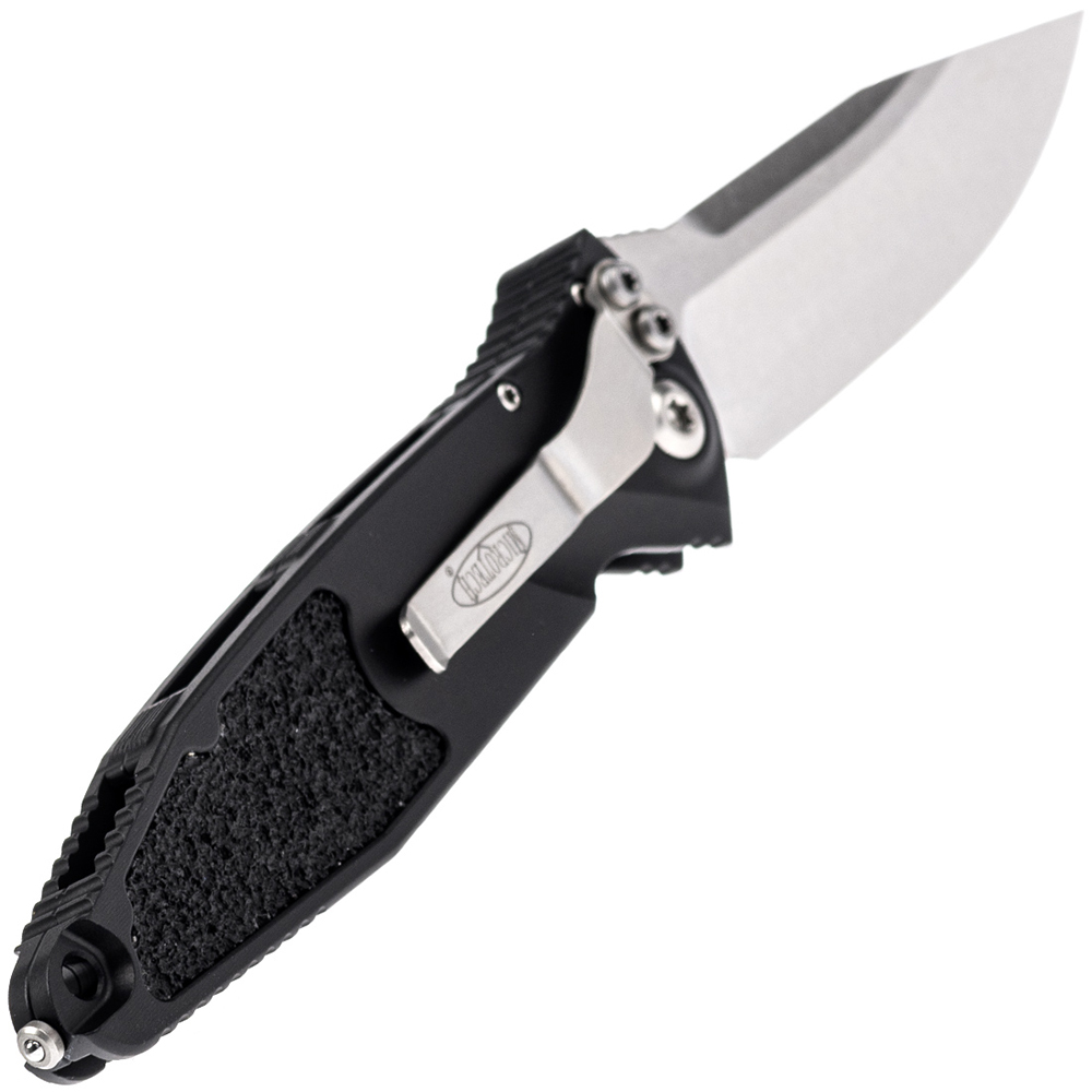 Microtech 160A-10 Socom Elite Auto Stonewashed Clip Point Plain Blade Black Aluminum Handles 3
