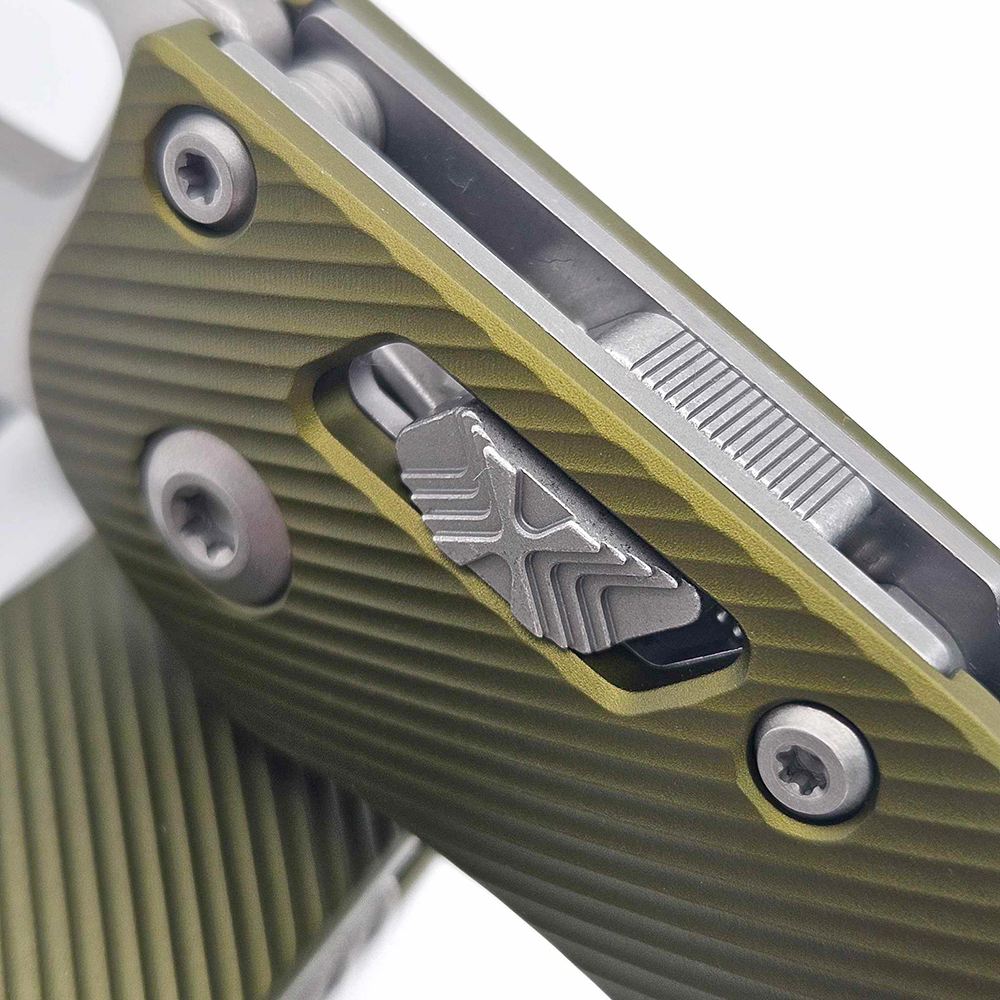 Microtech Stitch RAM-LOK Manual Folding Bohler M390MK Apocalyptic Spear Point Combo OD Green Fluted Aluminum 169RL-11APFLOD 5