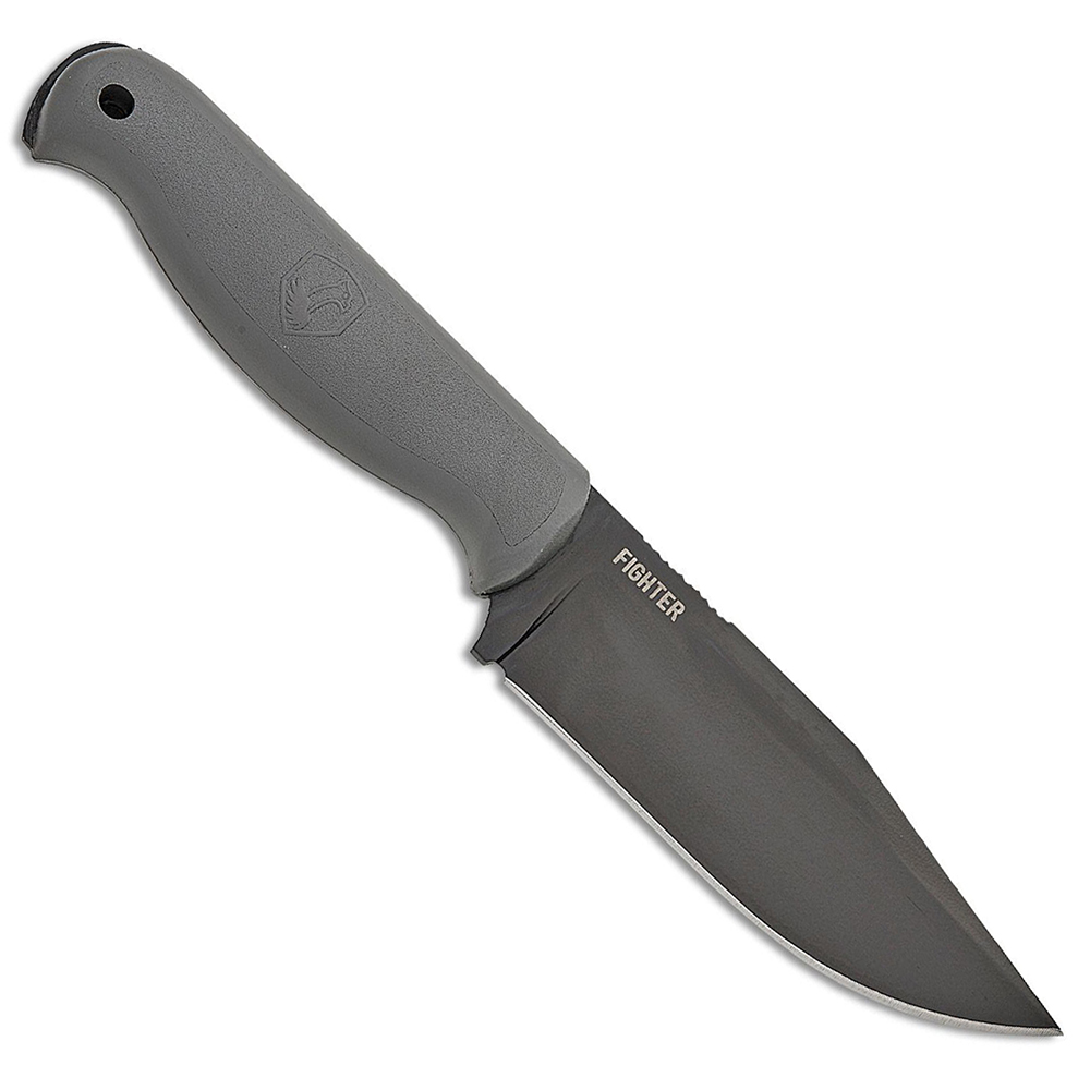 Condor Fighter Fixed Blade 1075 Carbon Steel Black Cerakote Clip Point Rhino Gray Polypropylene 2