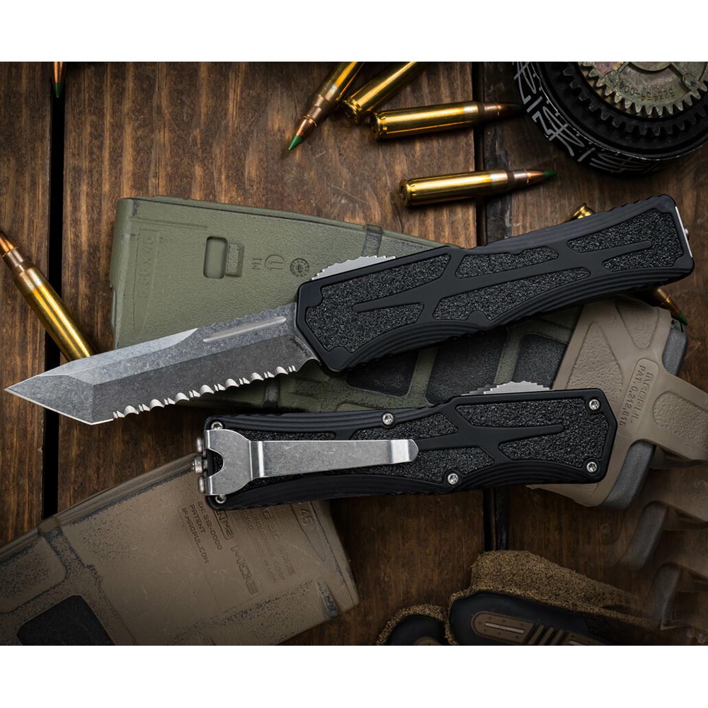 Heretic Auto Colossus OTF CPM MagnaCut Tanto Stonewash Full Serrated H040-2C 4