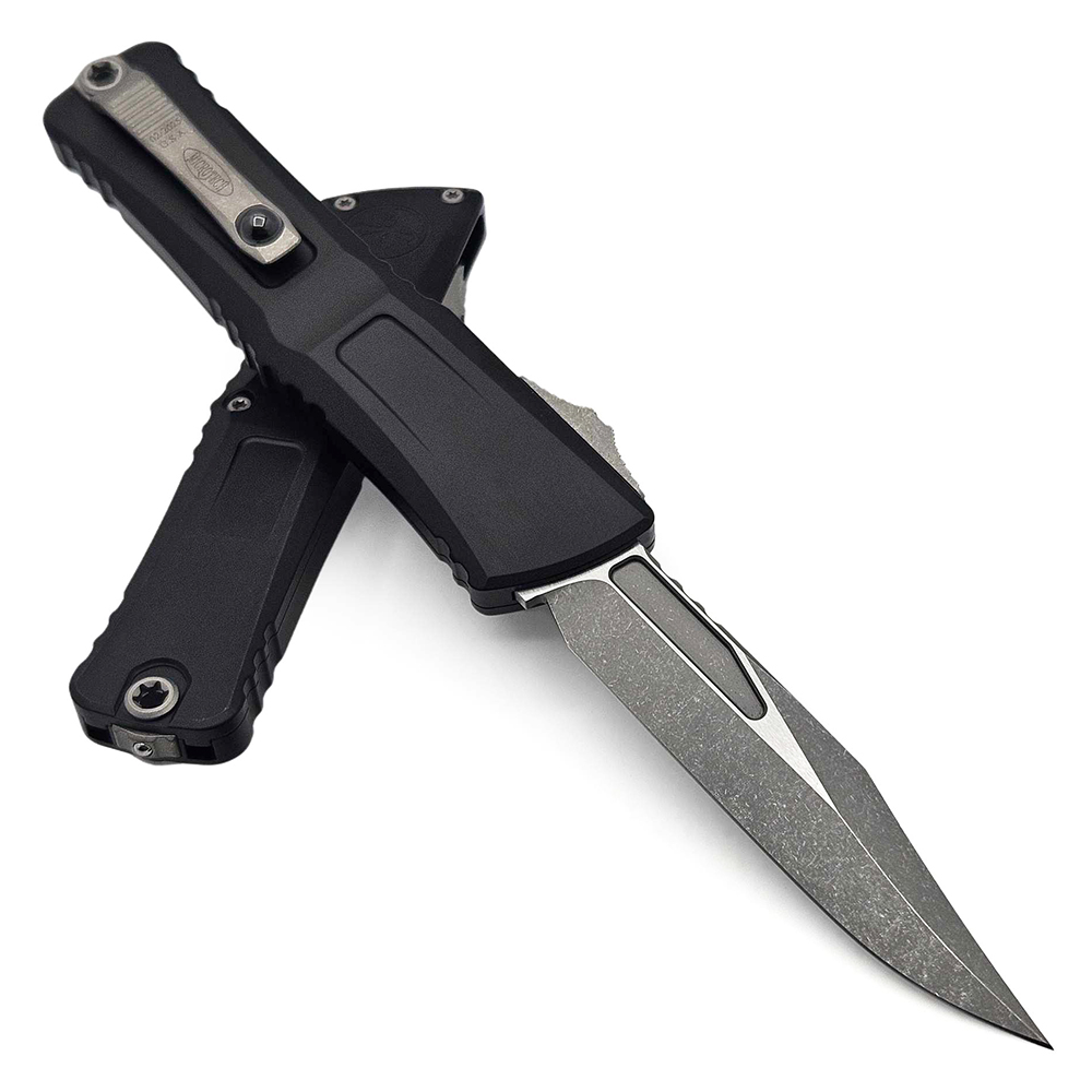 Microtech Combat Troodon Gen III AUTO OTF M390MK Apocalyptic Bowie Black Aluminum Handles 1146-10AP 3