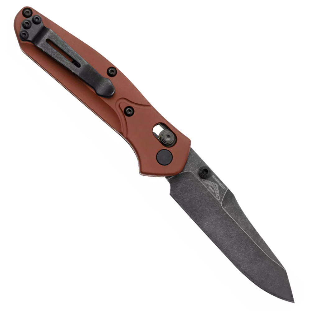 Benchmade 945BK-03 Mini Osborne CPM-MagnaCut Black DLC Battlewashed Plain Burnt Copper Aluminum Handles 2