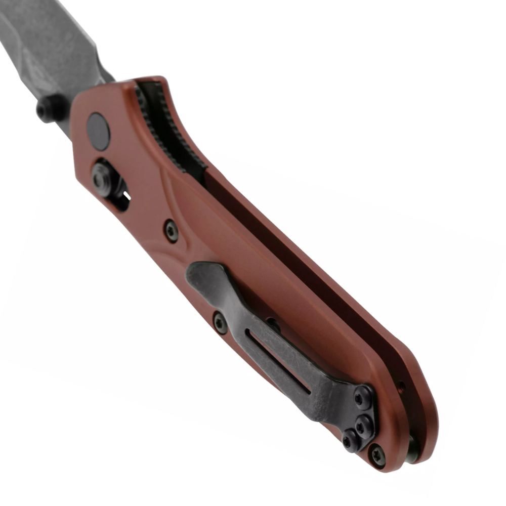 Benchmade 945BK-03 Mini Osborne CPM-MagnaCut Black DLC Battlewashed Plain Burnt Copper Aluminum Handles 4