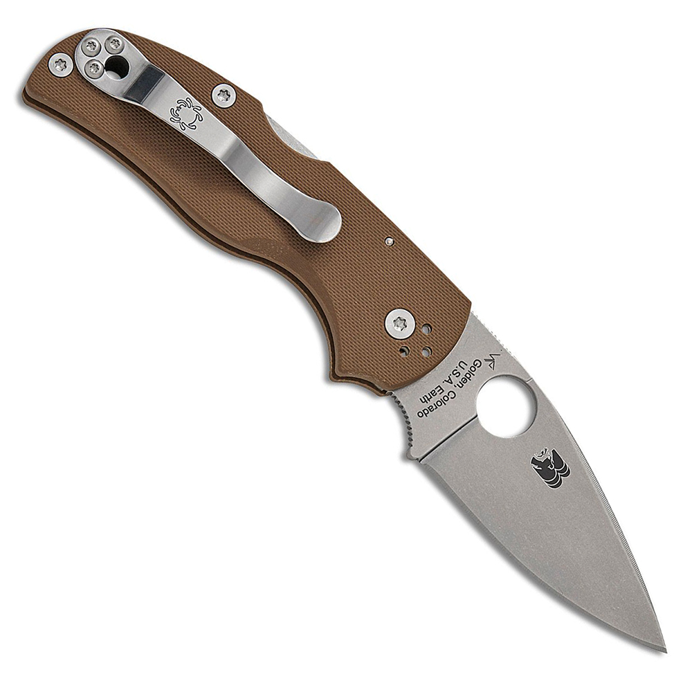 Spyderco Native 5 Sprint Run CPM-15V Stonewashed Plain Brown G10 C41GPBN15V5 2