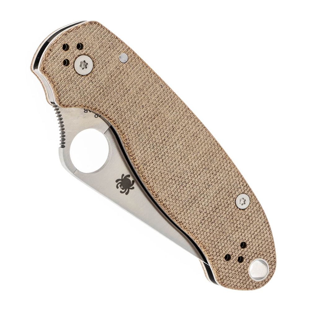 Spyderco Para 3 CPM Cru-Wear Satin Plain Brown Canvas Micarta C223MPCW 4