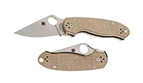 Spyderco Para 3 CPM Cru-Wear Satin Plain Brown Canvas Micarta C223MPCW