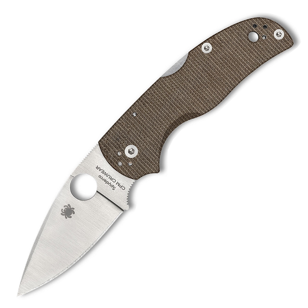 Spyderco Native 5 CPM-CruWear Satin Plain Brown Canvas Micarta C41MPCW5 1