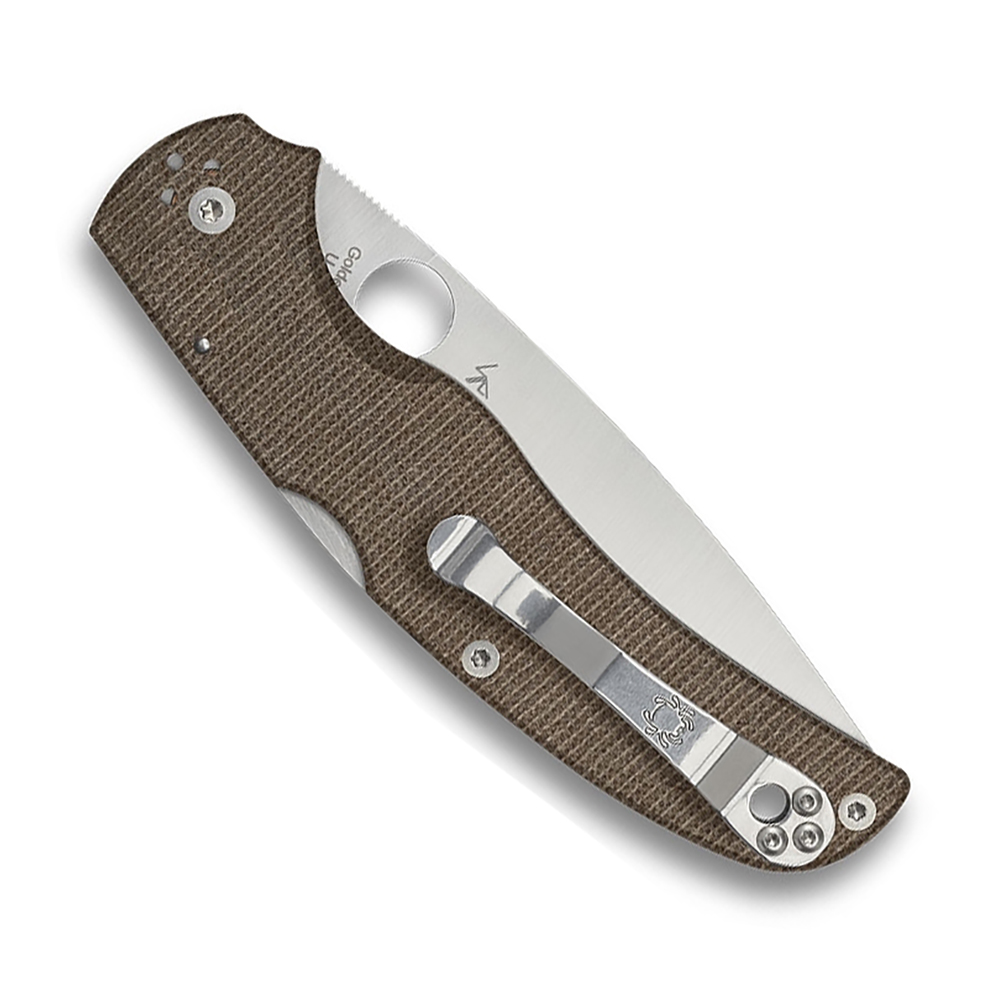 Spyderco Native Chief CPM-CruWear Satin Plain Brown Canvas Micarta C244MPCW 2