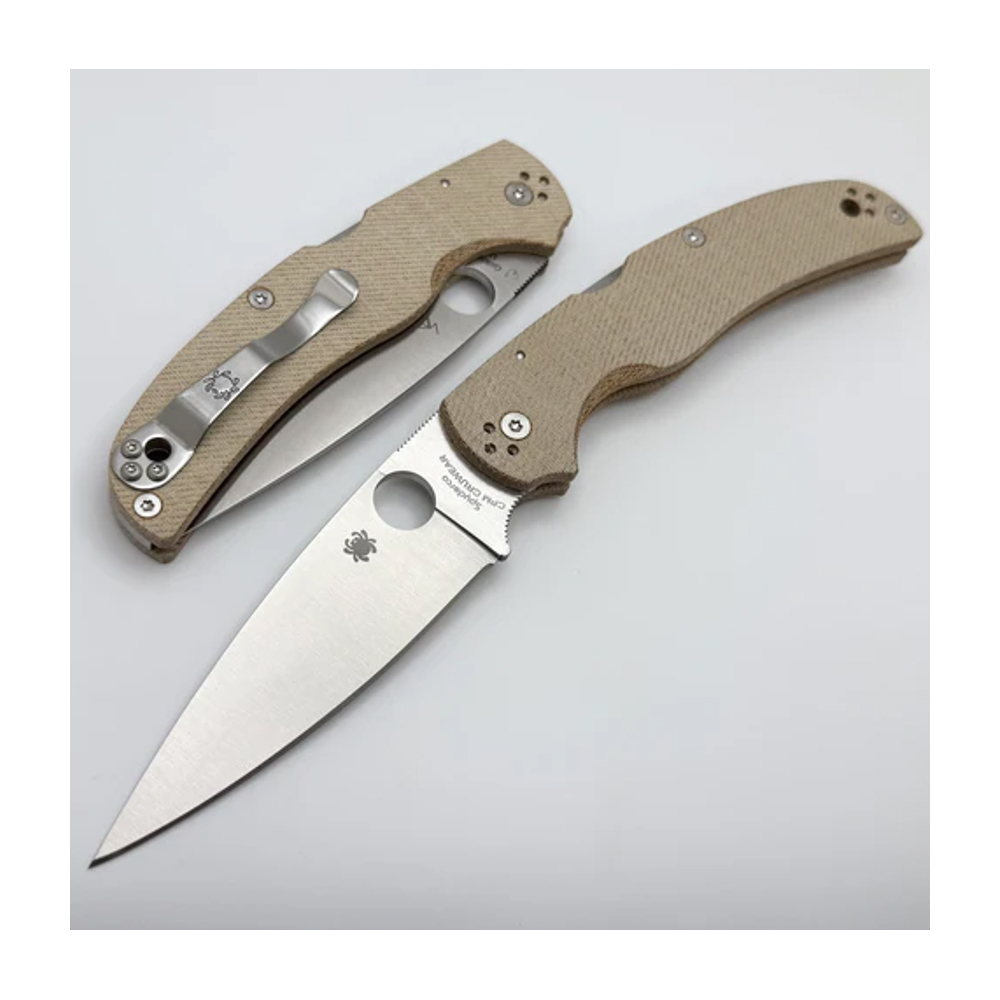 Spyderco Native Chief CPM-CruWear Satin Plain Brown Canvas Micarta C244MPCW 3