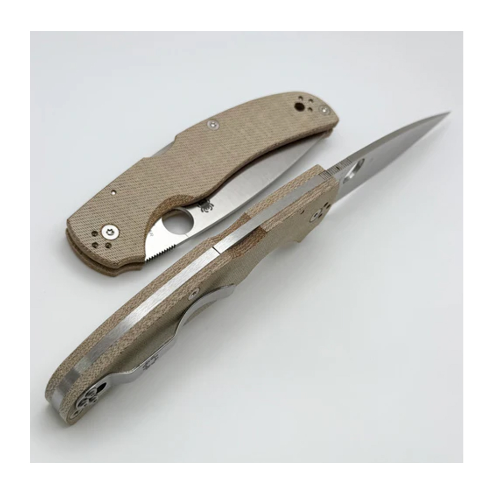 Spyderco Native Chief CPM-CruWear Satin Plain Brown Canvas Micarta C244MPCW 5