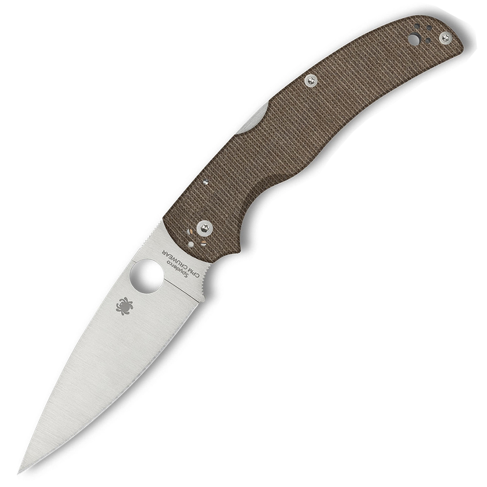 Spyderco Native Chief CPM-CruWear Satin Plain Brown Canvas Micarta C244MPCW 1