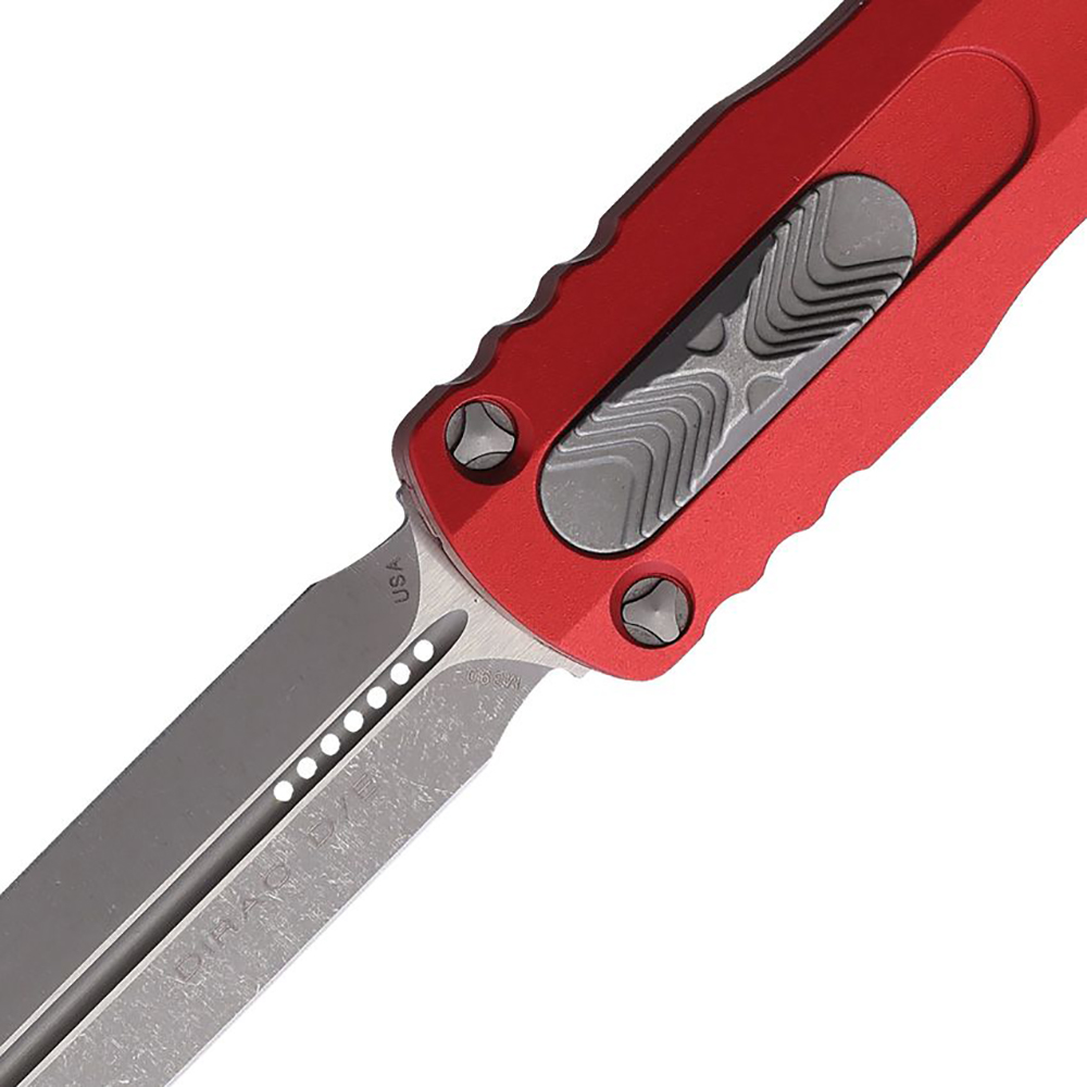 Microtech Auto Dirac D/E OTF Apocalyptic Double Edge Dagger Red Aluminum 225-10APR 2