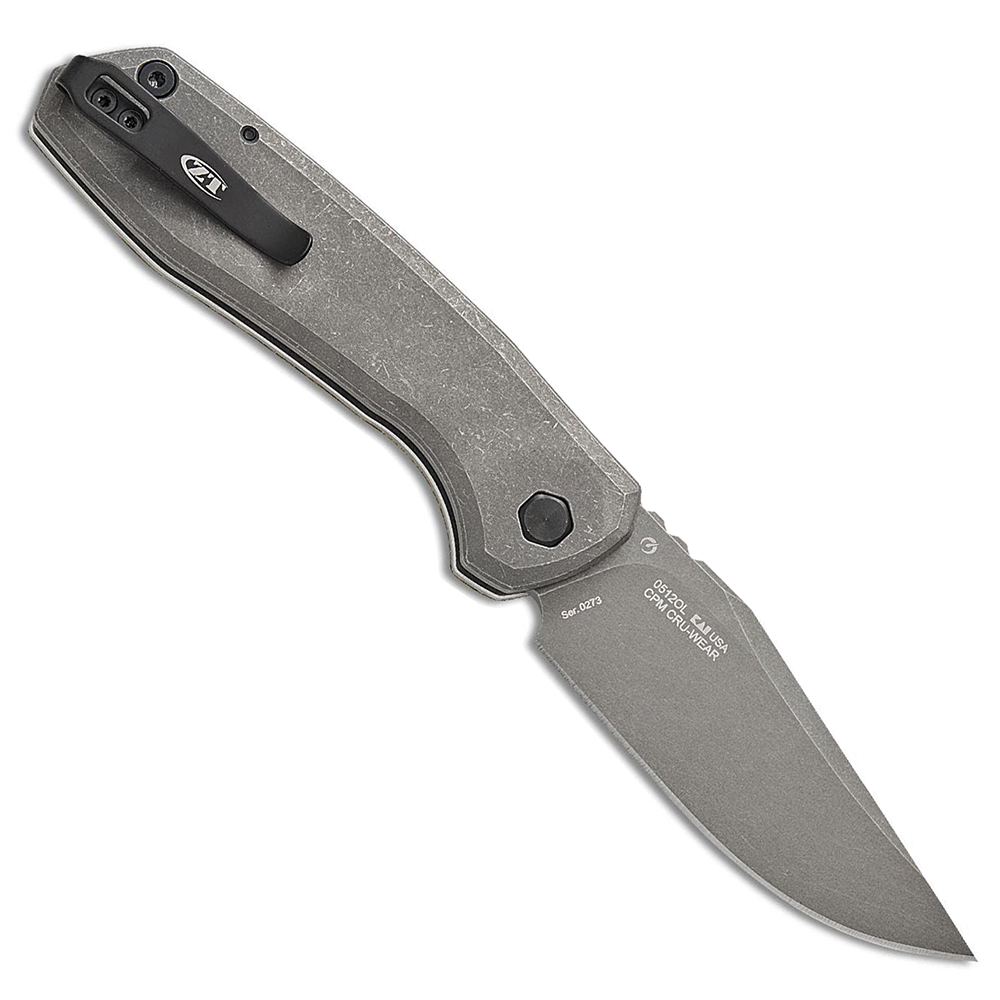 Zero Tolerance 0512OL AUTO CPM-CruWear Gray Stonewashed Olive Canvas Micarta and Titanium Handles 2
